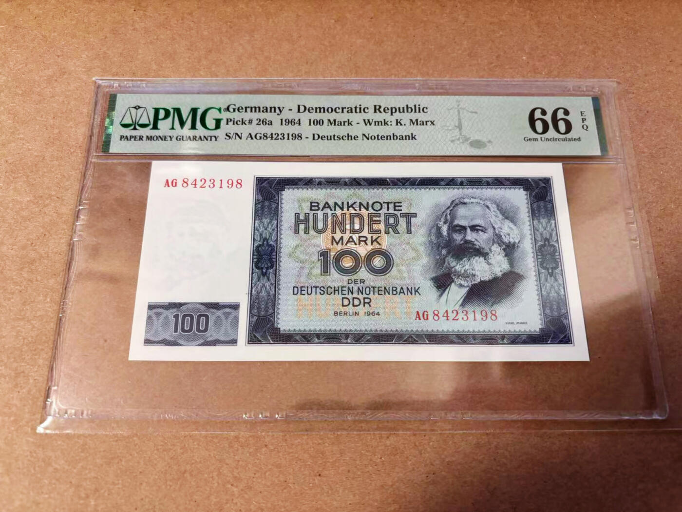 【Blue Auction】✨世界纸币精拍第577期【精】   德国 1964年100马克 马克思 PMG66EPQ 