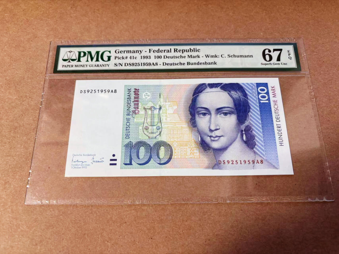 【Blue Auction】✨世界纸币精拍第577期【精】 德国 1993年100马克 克拉拉 PMG67EPQ 高分 老壳