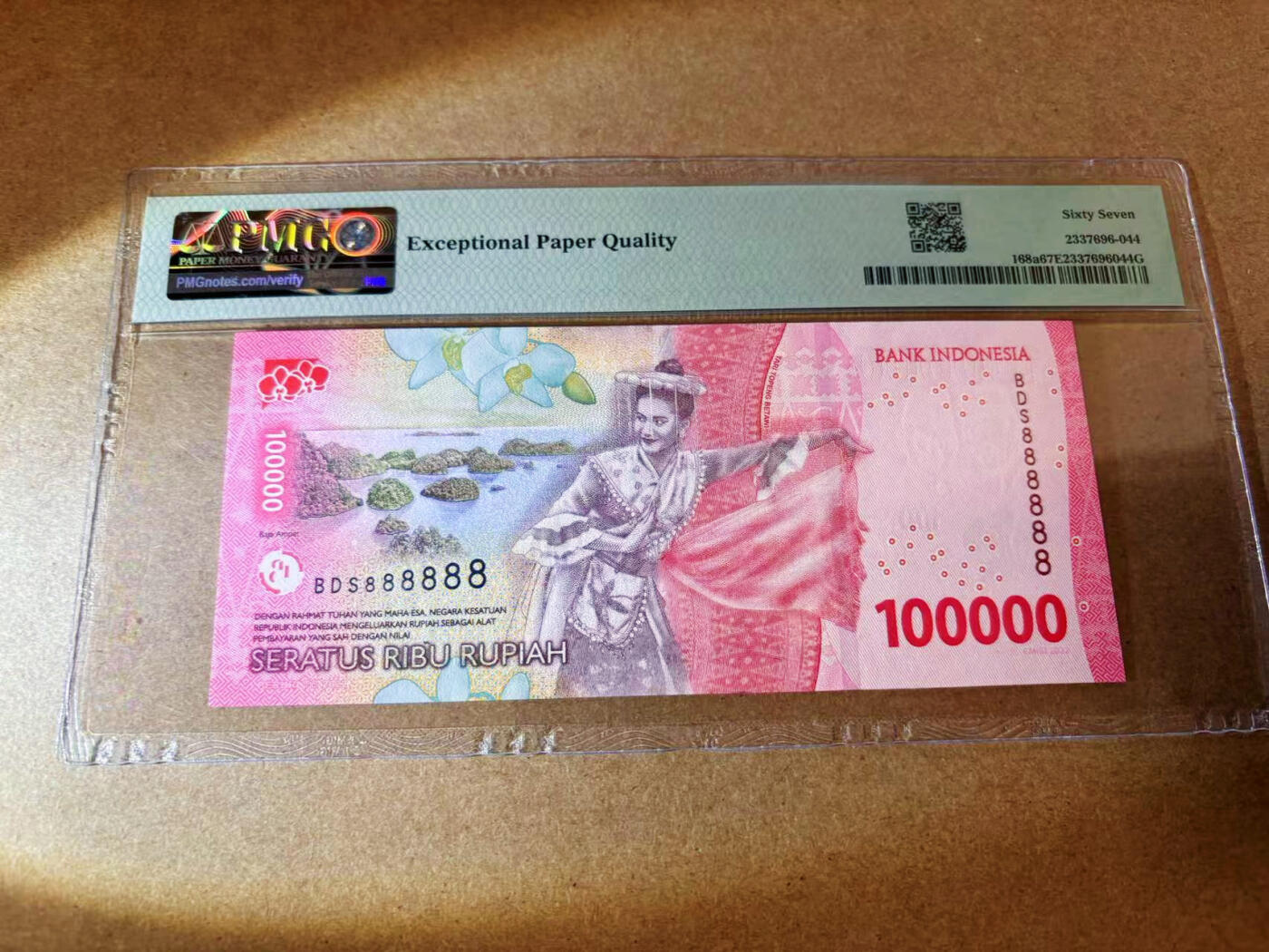 【Blue Auction】✨世界纸币精拍第577期【精】 【全同8】印尼 2022年10万卢比  PMG67EPQ 高分