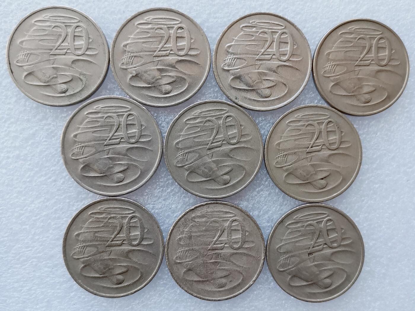 第一海外回流一元起拍收藏 散集专场 第138期 澳大利亚20分硬币 10枚