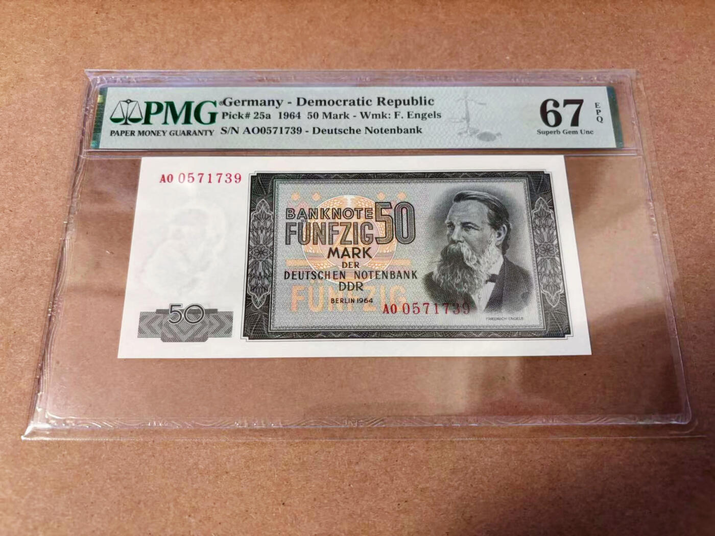 【Blue Auction】✨世界纸币精拍第577期【精】 德国 1964年50马克 恩格斯 PMG67EPQ 高分