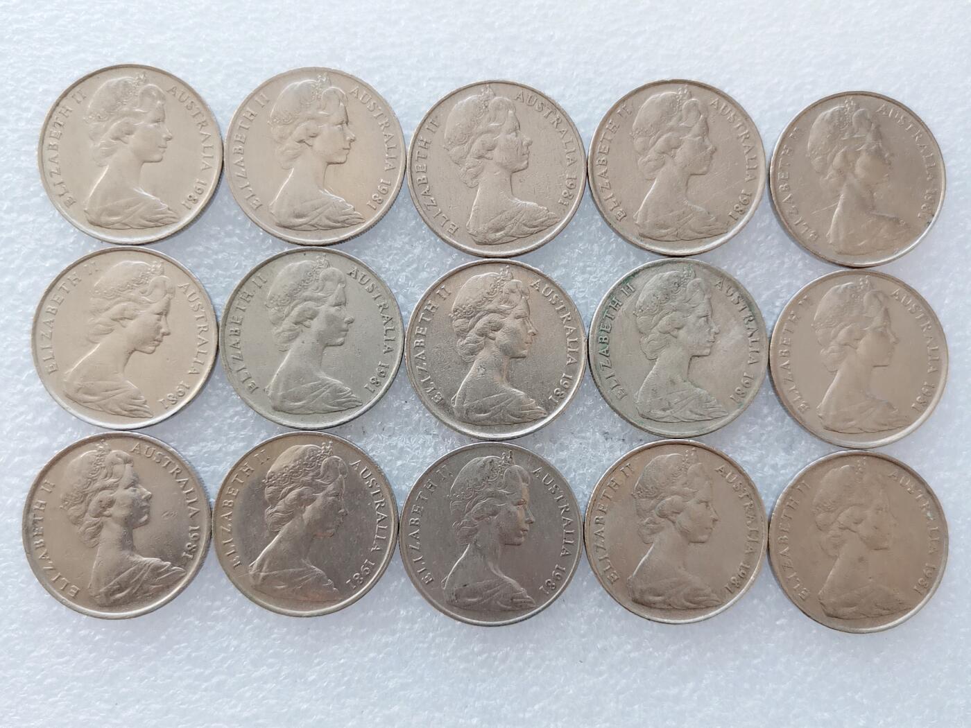 第一海外回流一元起拍收藏 散集专场 第138期 澳大利亚1981年10分硬币 15枚