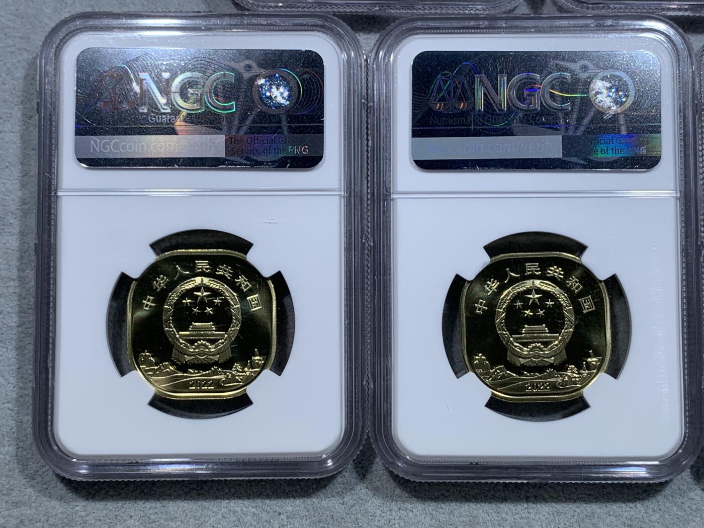 《竞宝斋》第326场 周日，周一，2场连拍 （全场包邮） 5枚一组 NGC MS68PL 中国2022年世界文化和自然遗产5元铜币 其中黄山三枚，峨眉山-乐山大佛两枚。