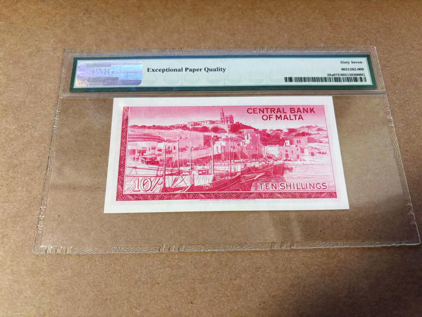 【Blue Auction】✨世界纸币精拍第577期【精】 马耳他 1967年10先令 BWC出品 PMG67EPQ 高分 老壳 戎装女王 背面大场景精美