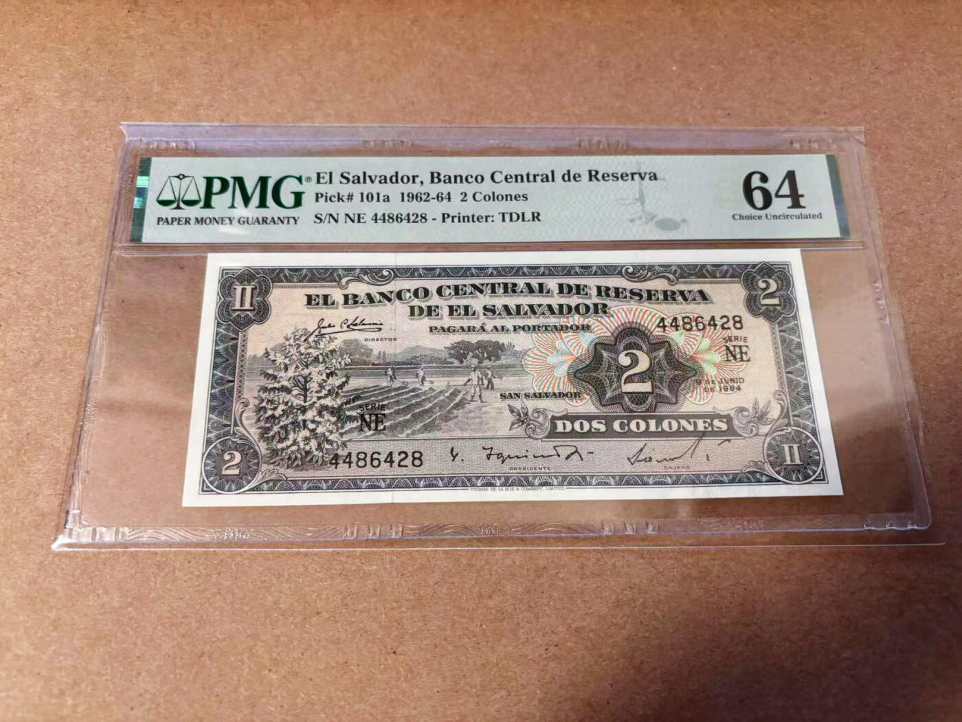 【Blue Auction】✨世界纸币精拍第577期【精】 萨尔瓦多 1962-64年2克朗 PMG64