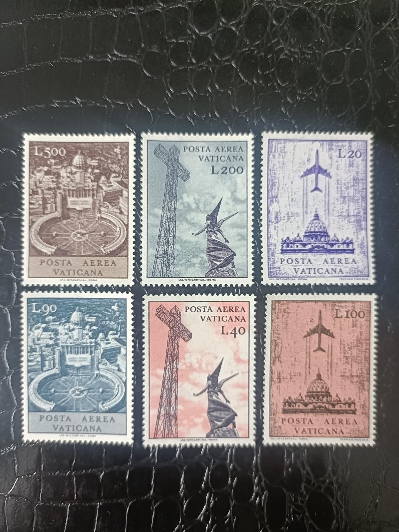 83外国邮票 梵蒂冈邮票 1967年 教堂鸟瞰加百列与广播发射塔6全 新  航空票