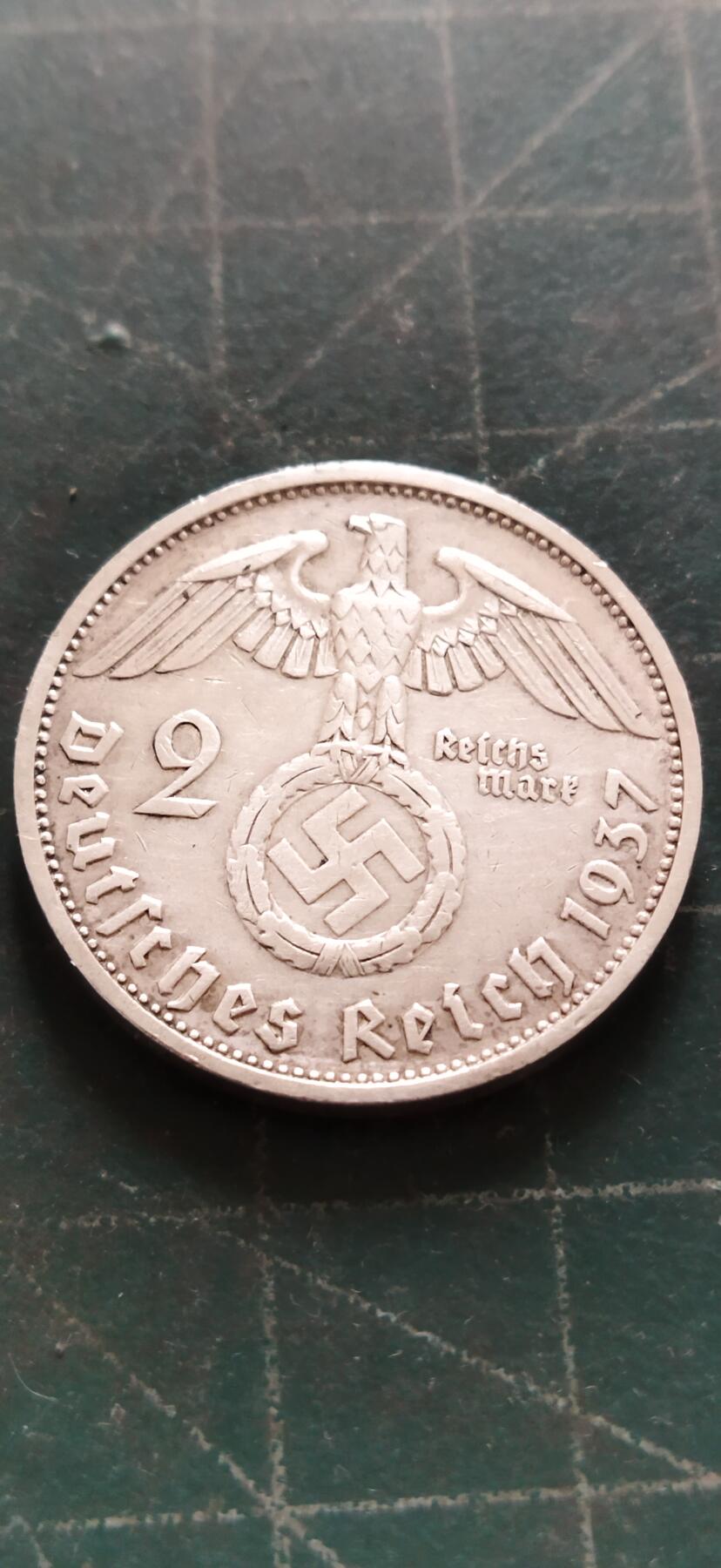 外国硬币初藏2024年第18场 德国2马克银1937年。