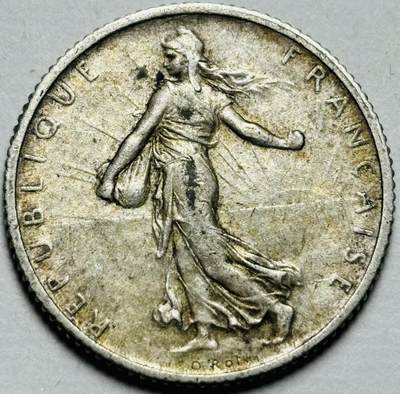文馨钱币收藏第183 场 - 极美品 1914 年法国播种女神 1 法郎银币
