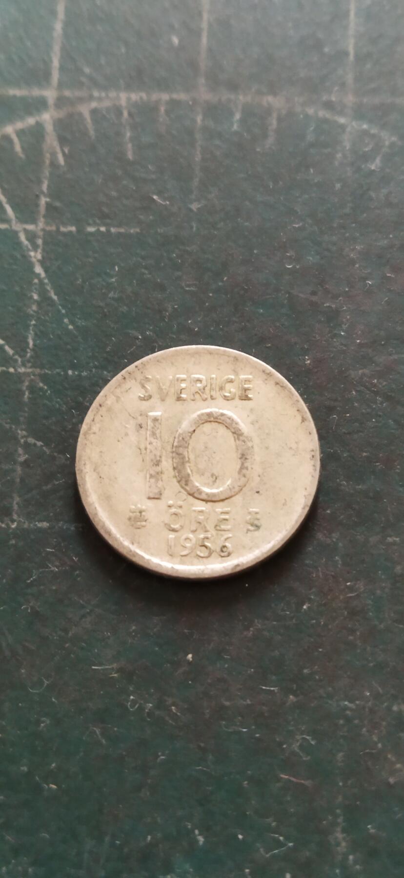 外国硬币初藏2024年第18场 瑞典十欧尔银币1956年。