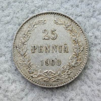 俄属芬兰1909年双头鹰25芬尼银币 - 俄属芬兰1909年双头鹰25芬尼银币