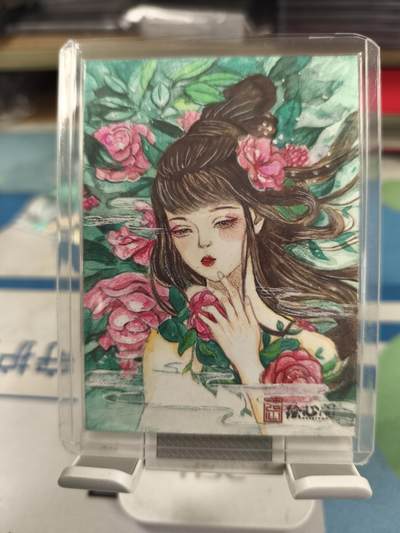 妖精的尾巴卡牌拍卖《庆贺卡萃卡牌》第三十期 - 手绘卡-出水芙蓉-画师:凌儿