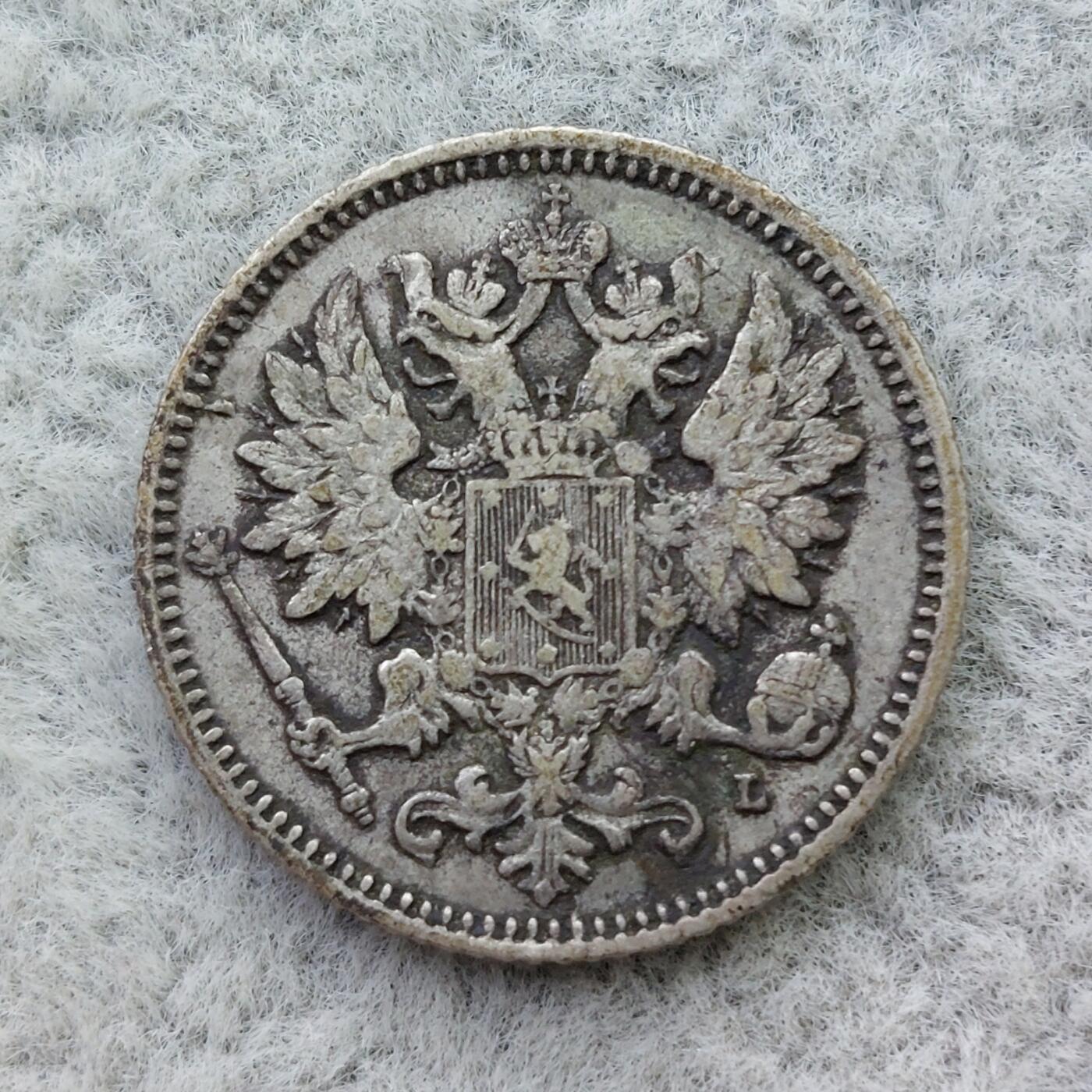 俄属芬兰1894年双头鹰25芬尼银币