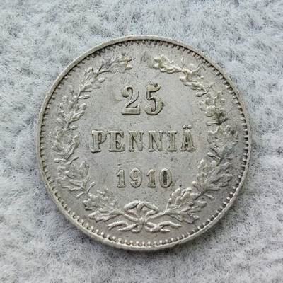 俄属芬兰1910年双头鹰25芬尼银币 - 俄属芬兰1910年双头鹰25芬尼银币