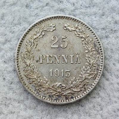 俄属芬兰1913年双头鹰25芬尼银币 - 俄属芬兰1913年双头鹰25芬尼银币