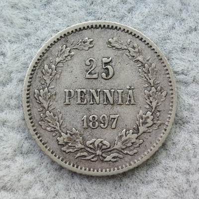 俄属芬兰1897年双头鹰25芬尼银币 - 俄属芬兰1897年双头鹰25芬尼银币
