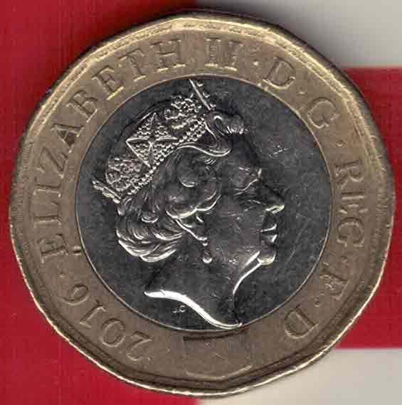 英国2016年1镑 纪念币 双金属 实物如图