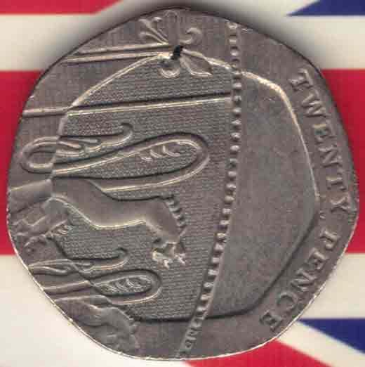 英国2010年20便士 纪念币 实物图