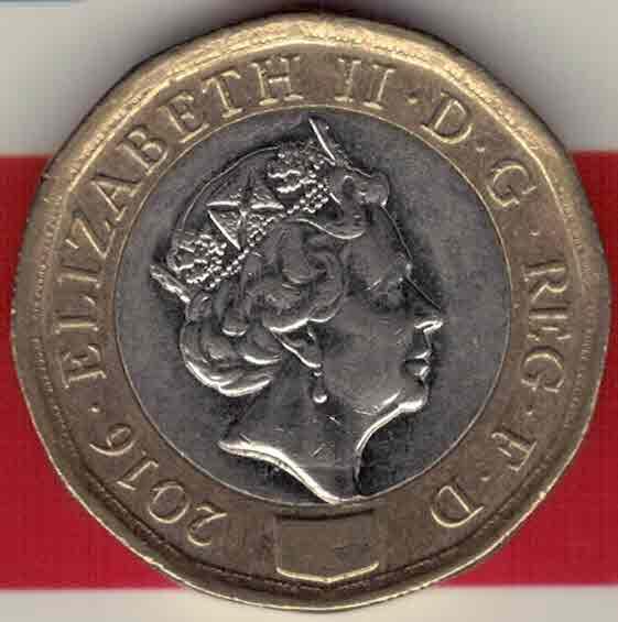 英国2016年1镑 纪念币 双金属 实物如图