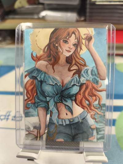 妖精的尾巴卡牌拍卖《庆贺卡萃卡牌》第三十期 - 手绘卡-美女（丙烯/油画）-画师:岩岩不咸