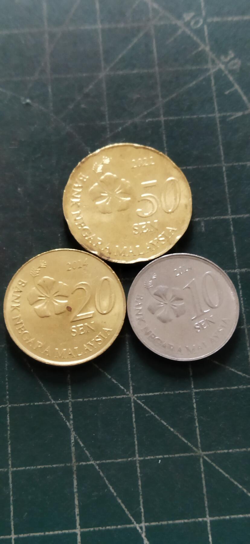 外国硬币初藏2024年第18场 马来西亚硬币三枚。