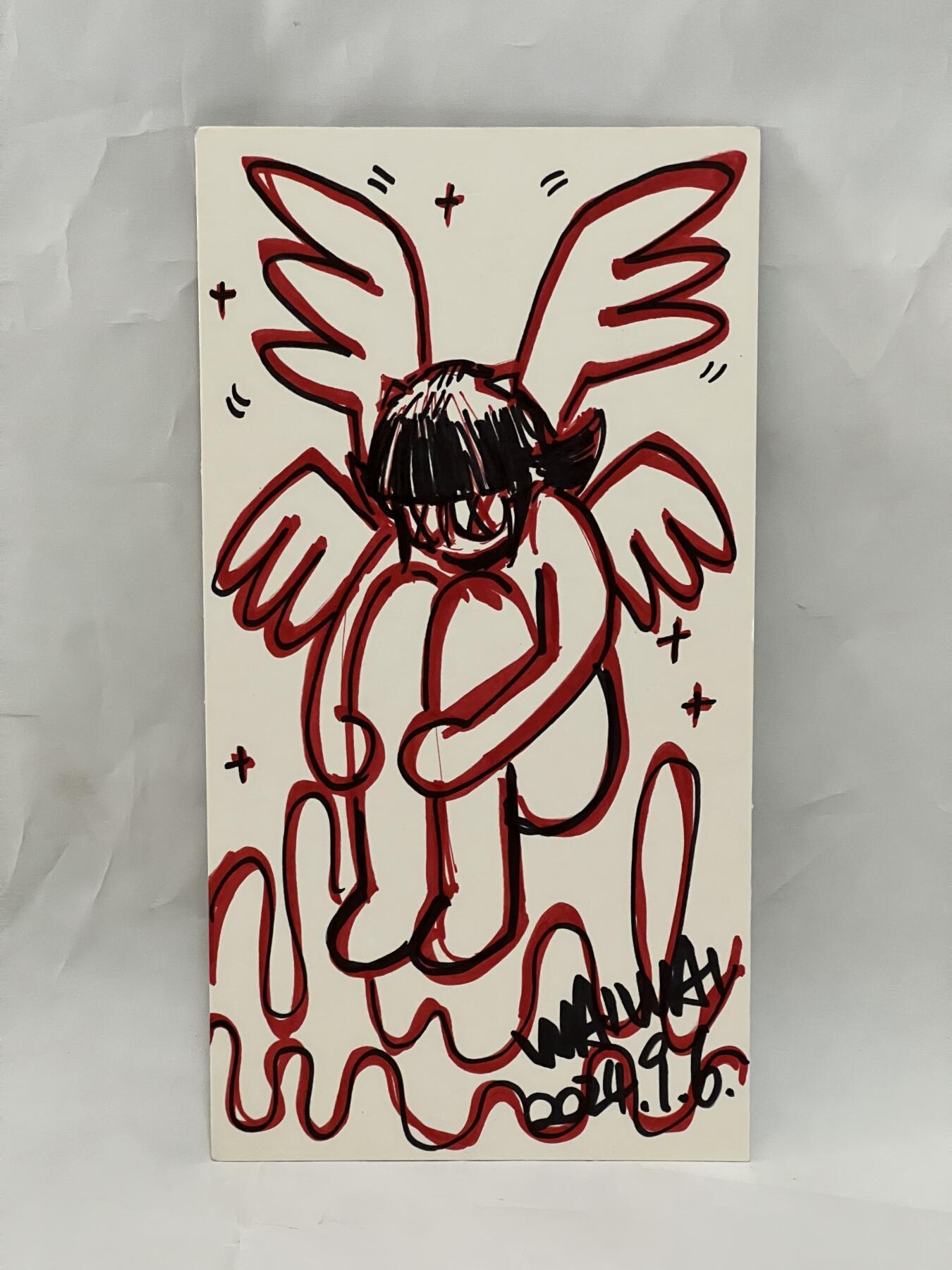 零元拍：歪歪亲笔签名原画《 天使》尺寸：145/275，不是复制画哦