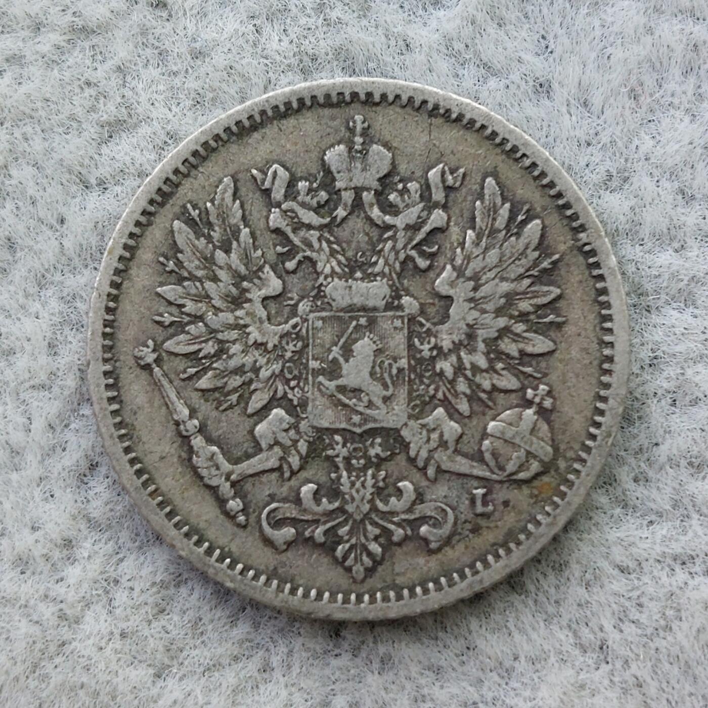 俄属芬兰1906年双头鹰25芬尼银币