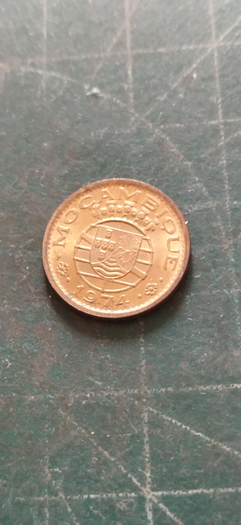 外国硬币初藏2024年第18场 葡属莫桑比克20分铜币。1974年