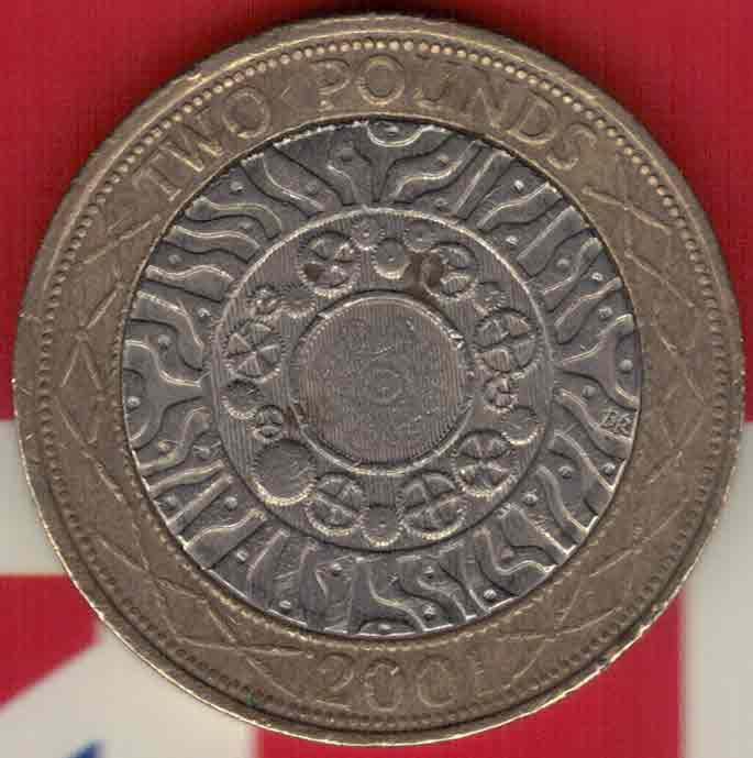 英国2001年2镑 纪念币 双金属 实物如图
