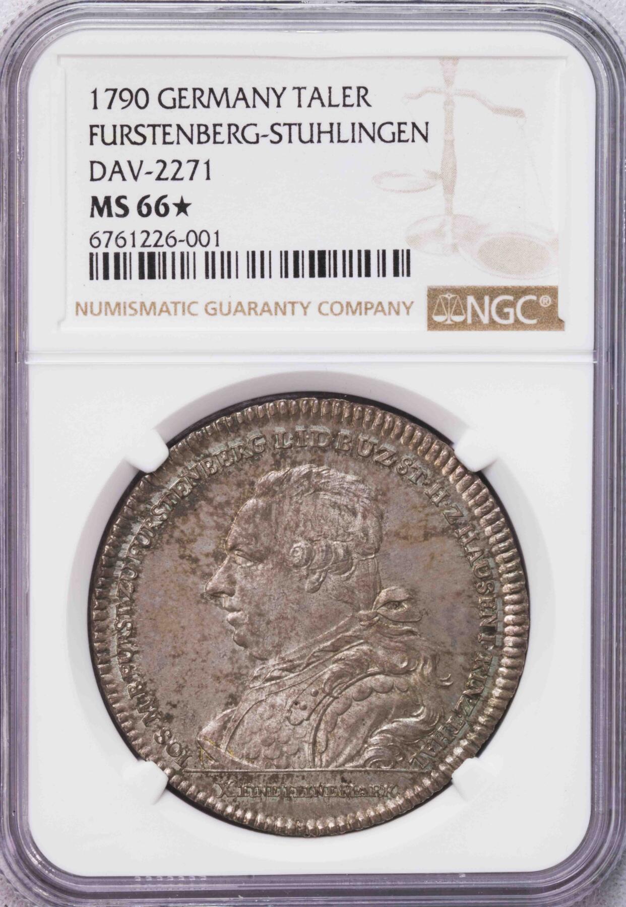 NGC-MS66+ 1790福斯滕堡矿业泰勒 罕见无敌品