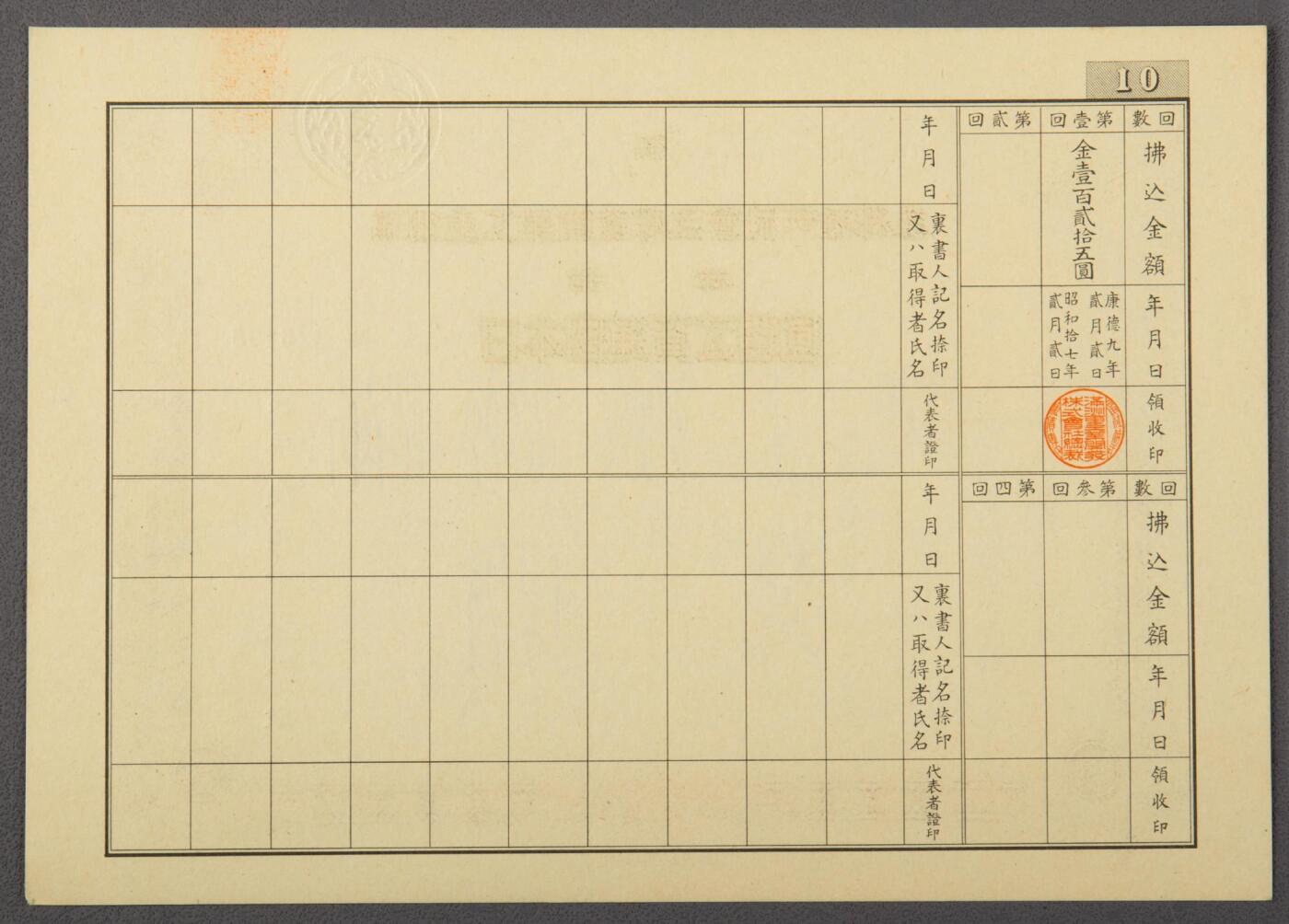 PCAI钱币14-63钱币小专场 满洲重工业株式会社 高值股票