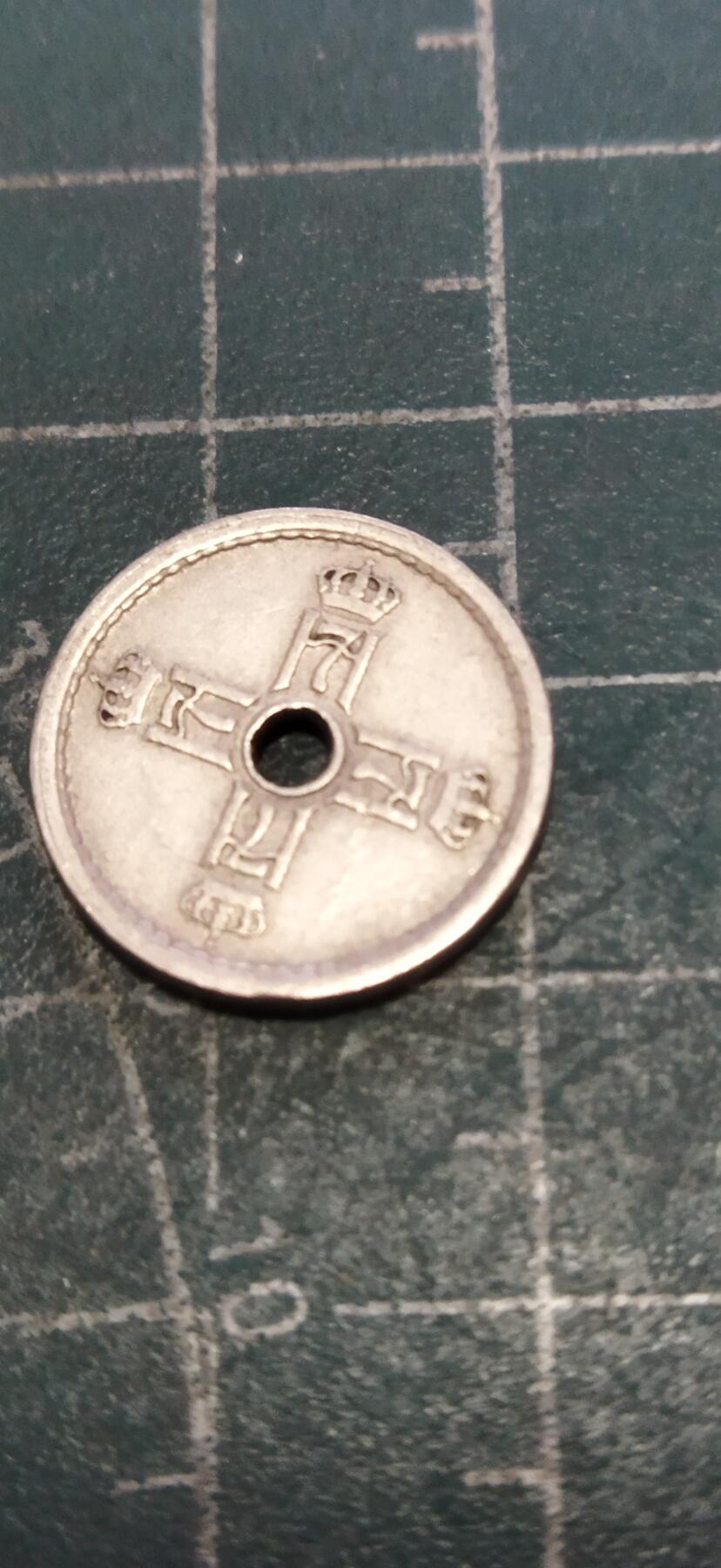外国硬币初藏2024年第18场 挪威25欧尔镍币，1927年。