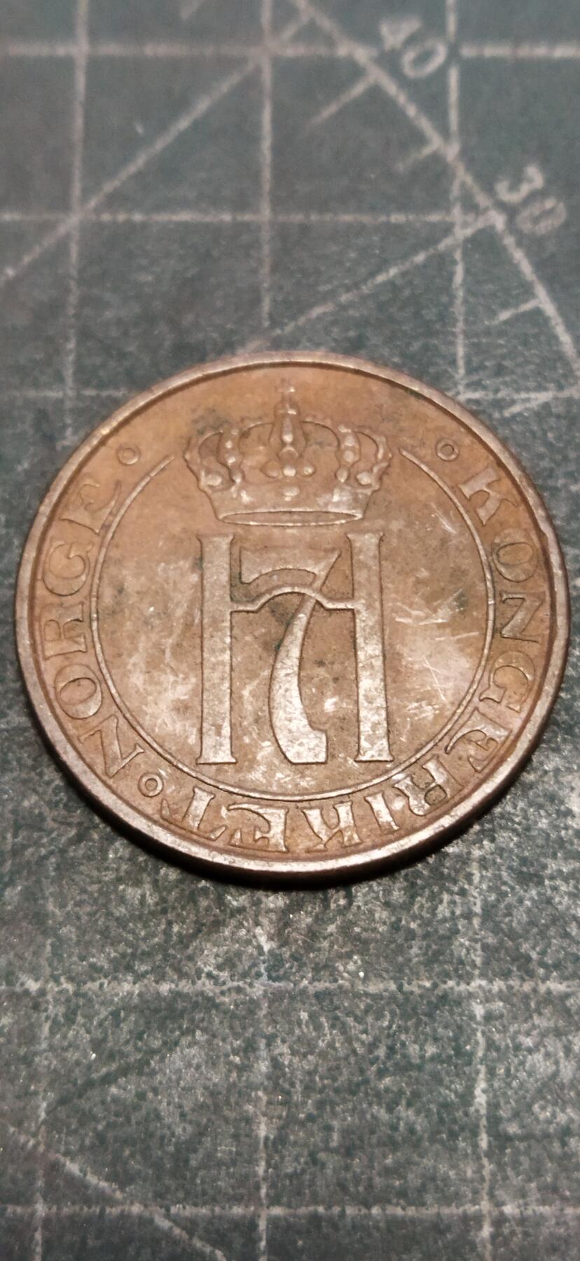 外国硬币初藏2024年第18场 挪威5欧尔铜币1941年直径27mm。