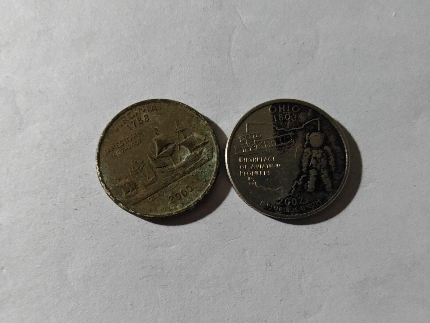 小小杂货铺硬币、银币专场，满35包邮（第一期） 美国周币两枚俄亥俄和应该是弗吉尼亚，品相不好