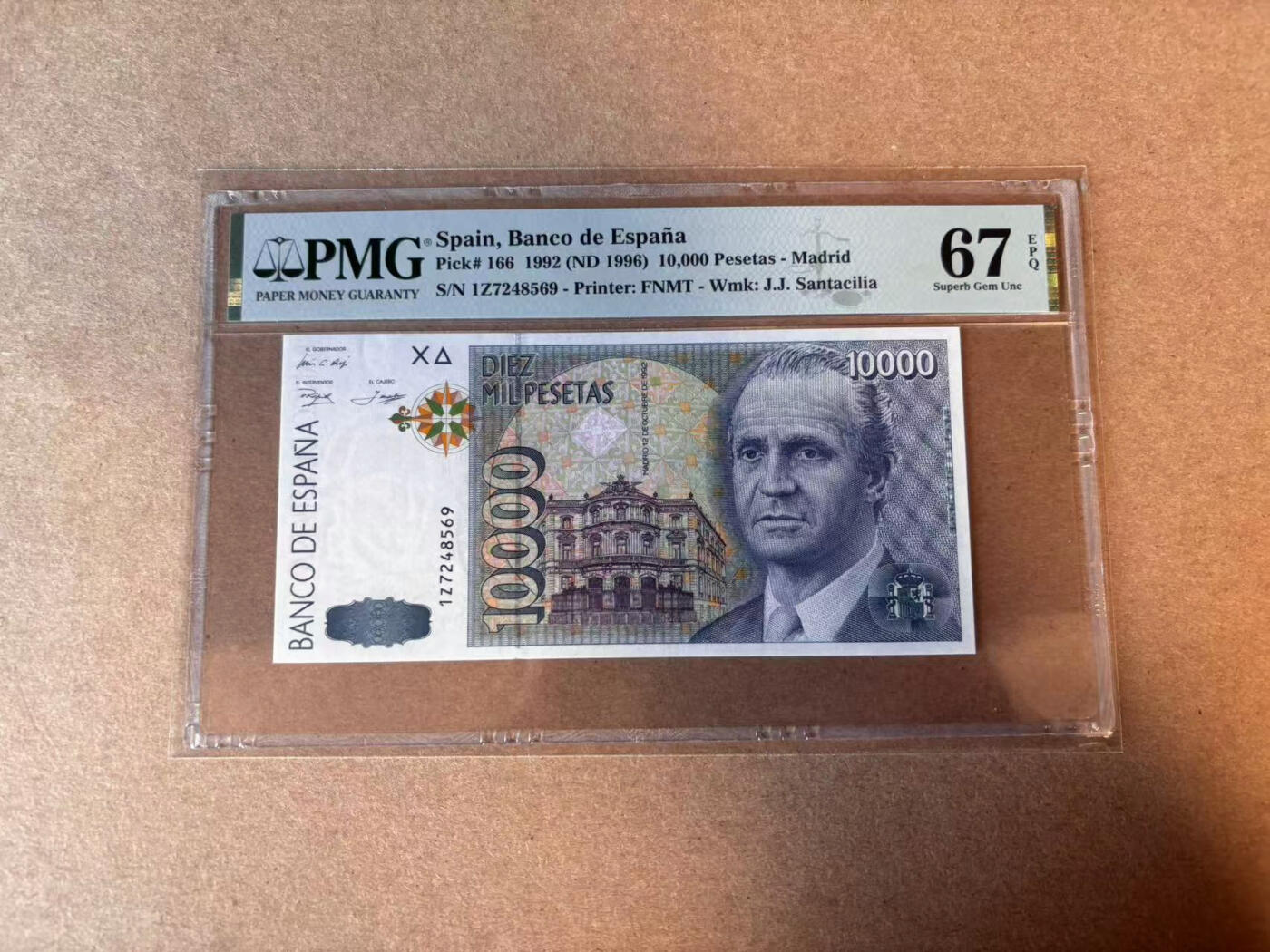 【Blue Auction】✨世界纸币精拍第579期【精】 西班牙 1992年10000比塞塔  PMG67EPQ 高分