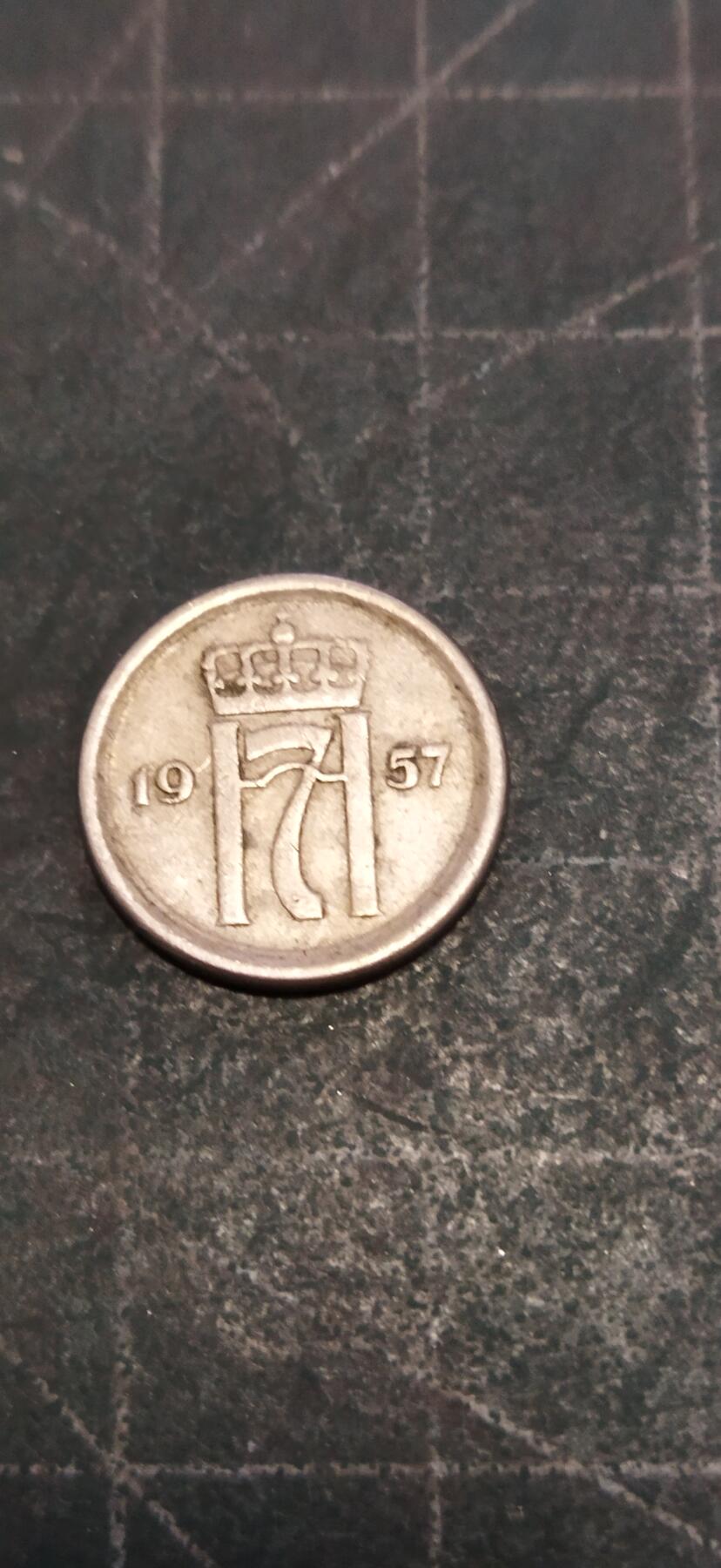 外国硬币初藏2024年第18场 挪威10欧尔镍币1957年