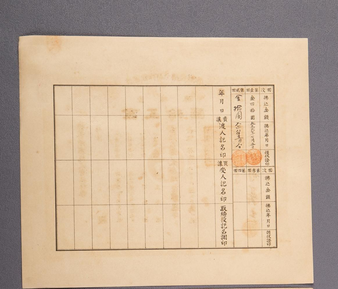 PCAI钱币14-63钱币小专场 抚养织布株式会社 股票