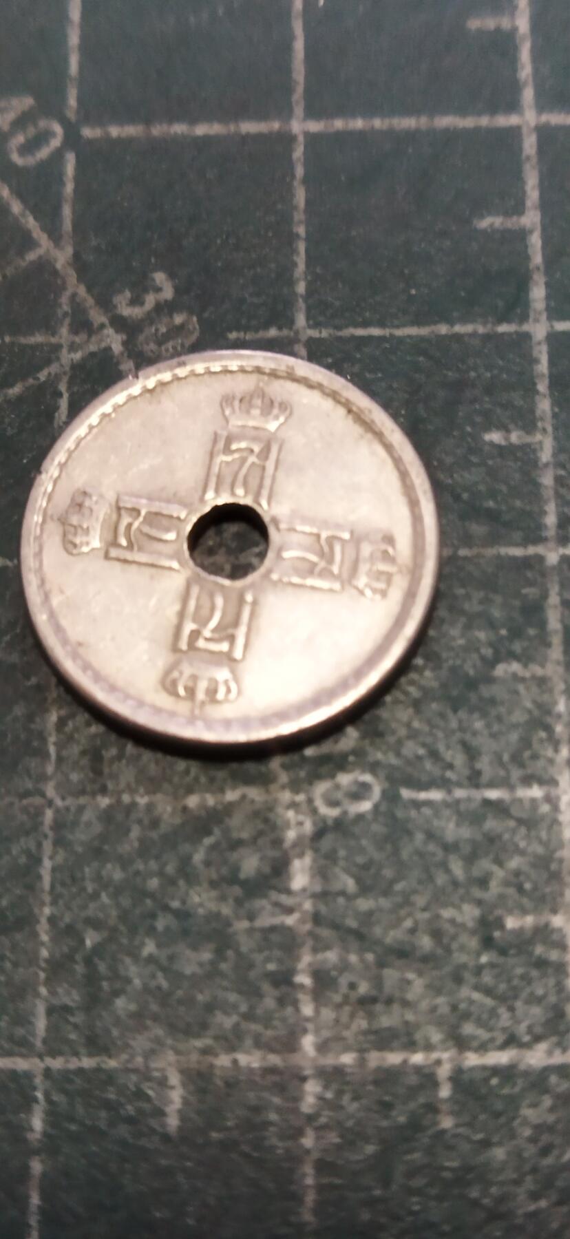 外国硬币初藏2024年第18场 挪威25欧尔镍币1933年。