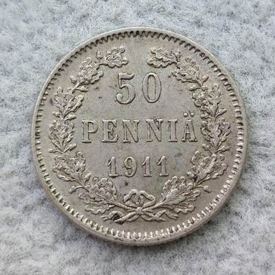 俄属芬兰1911年双头鹰50芬尼银币 - 俄属芬兰1911年双头鹰50芬尼银币