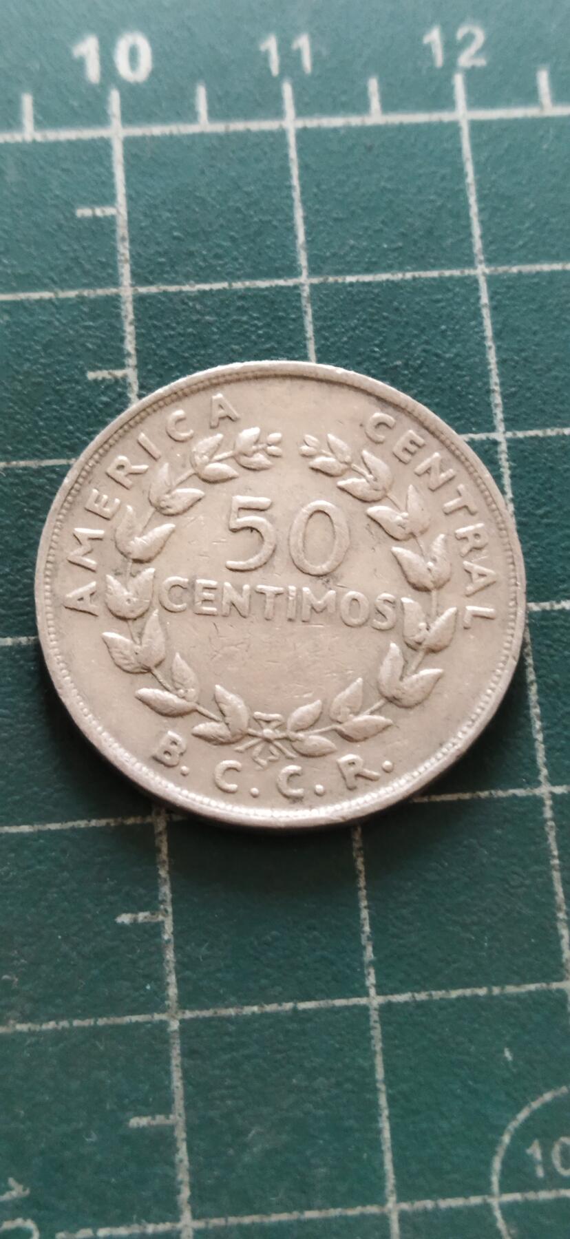 外国硬币初藏2024年第18场 哥斯达黎加50分镍币1970年直径26mm。