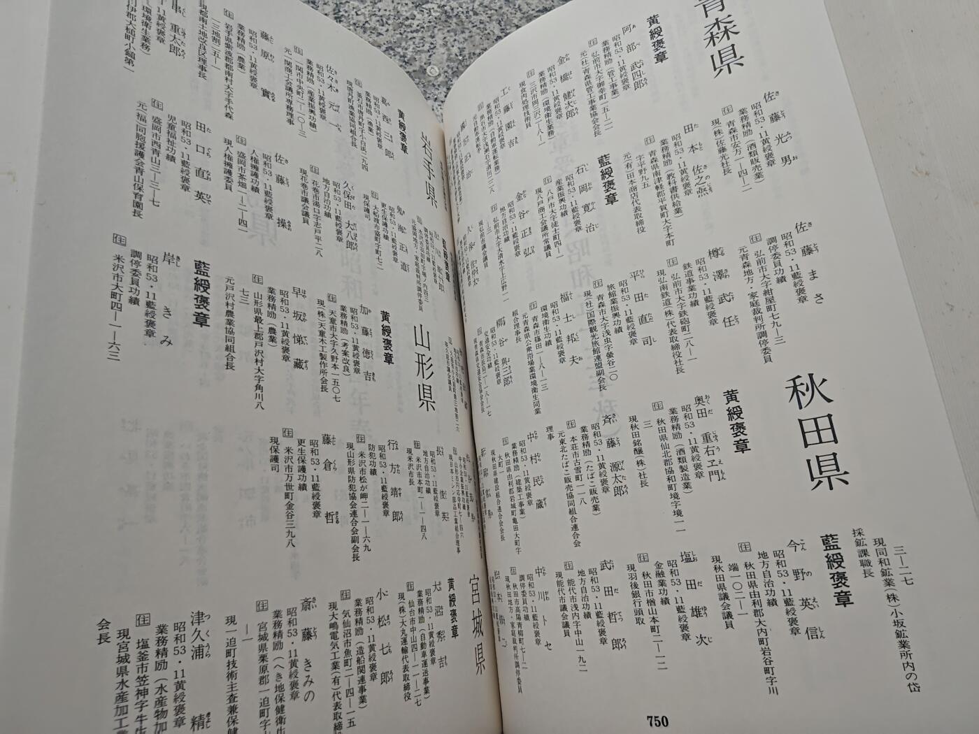 《日本叙勋者名鉴》上下一套，昭和五十五年一版一印，全书2923页，重达十余斤，记录了大约自昭和三十九年至五十四年授勋者的名单概况，涵盖旭日、瑞宝、各类褒章得主，是官方最详细的汇总资料，库存品相，年代久远纸箱略有老化痕迹。