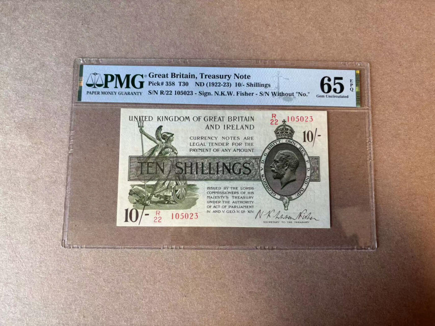 【Blue Auction】✨世界纸币精拍第579期【精】  【无47】英国 1922-23年10先令 英王乔五 PMG65EPQ 绝品 