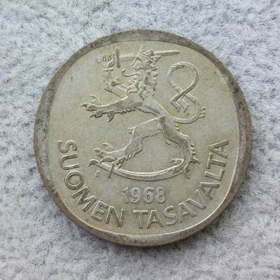 芬兰1968年持剑狮1马克银币 - 芬兰1968年持剑狮1马克银币
