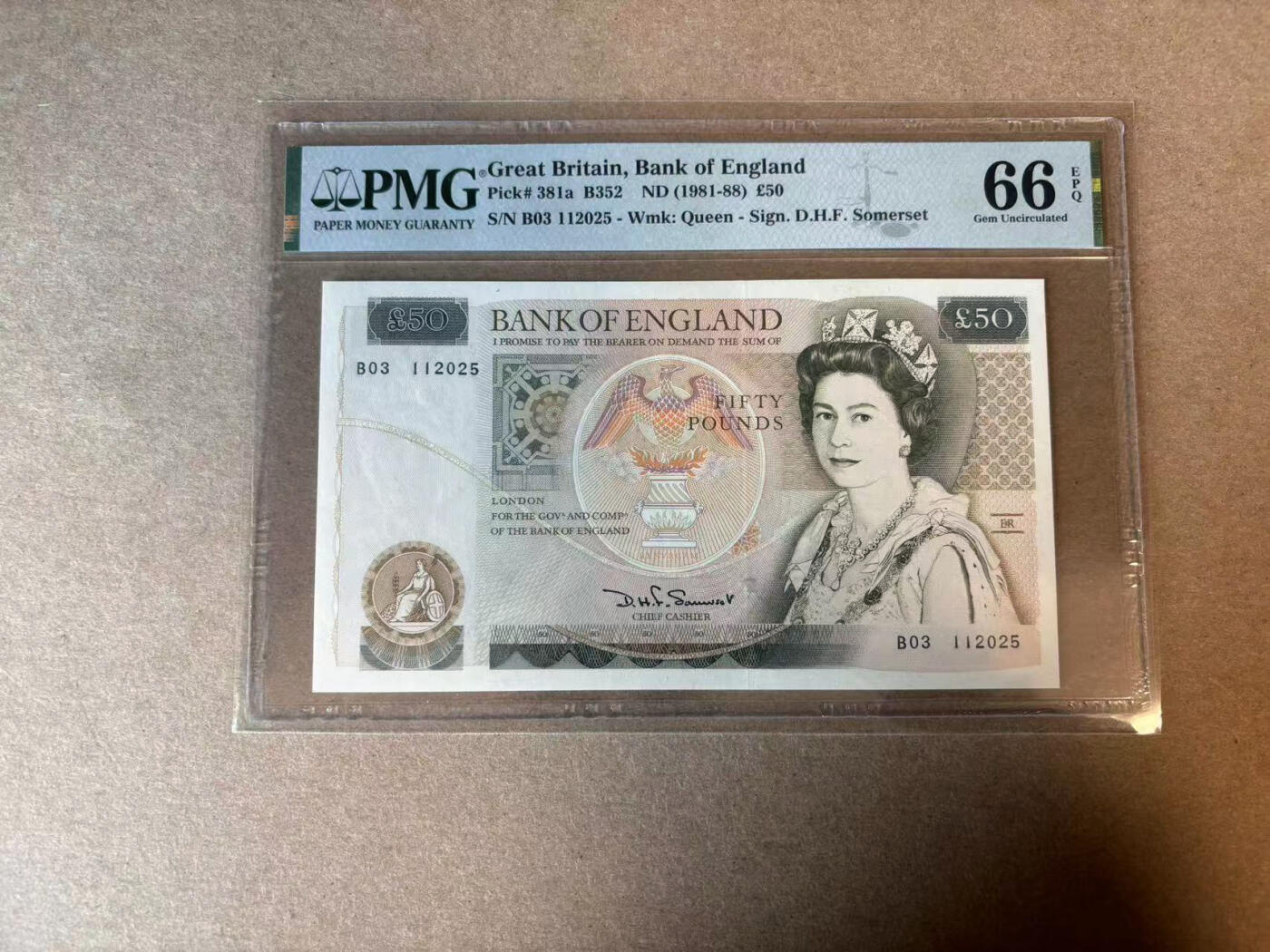 【Blue Auction】✨世界纸币精拍第579期【精】 【a版无47】英国 D序列 1981-88年50镑 PMG66EPQ 