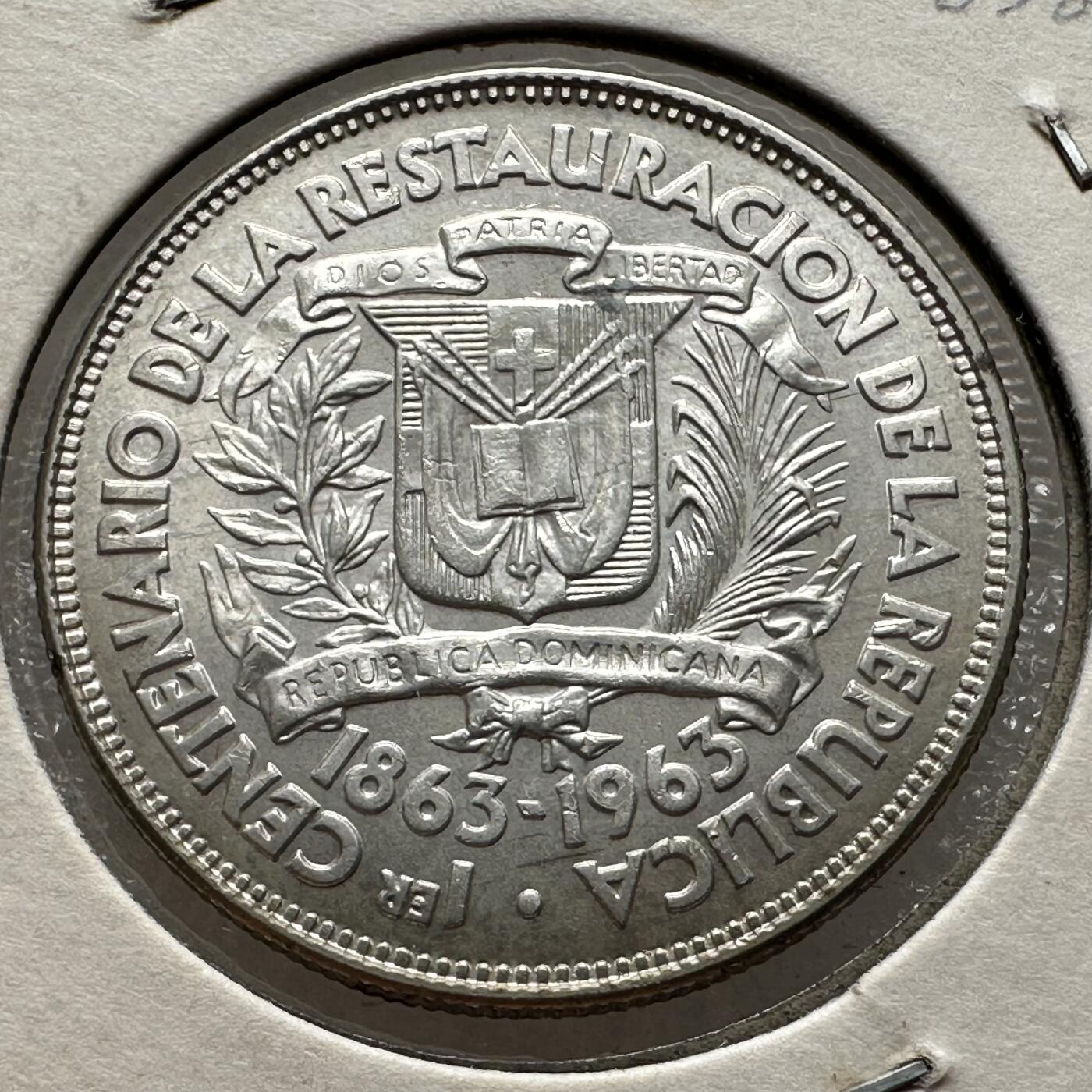 🌹外币初藏🌹🐯第100场 感谢诸友支持捧场！本期全场包邮！ 多米尼加1963年1/2比索银币