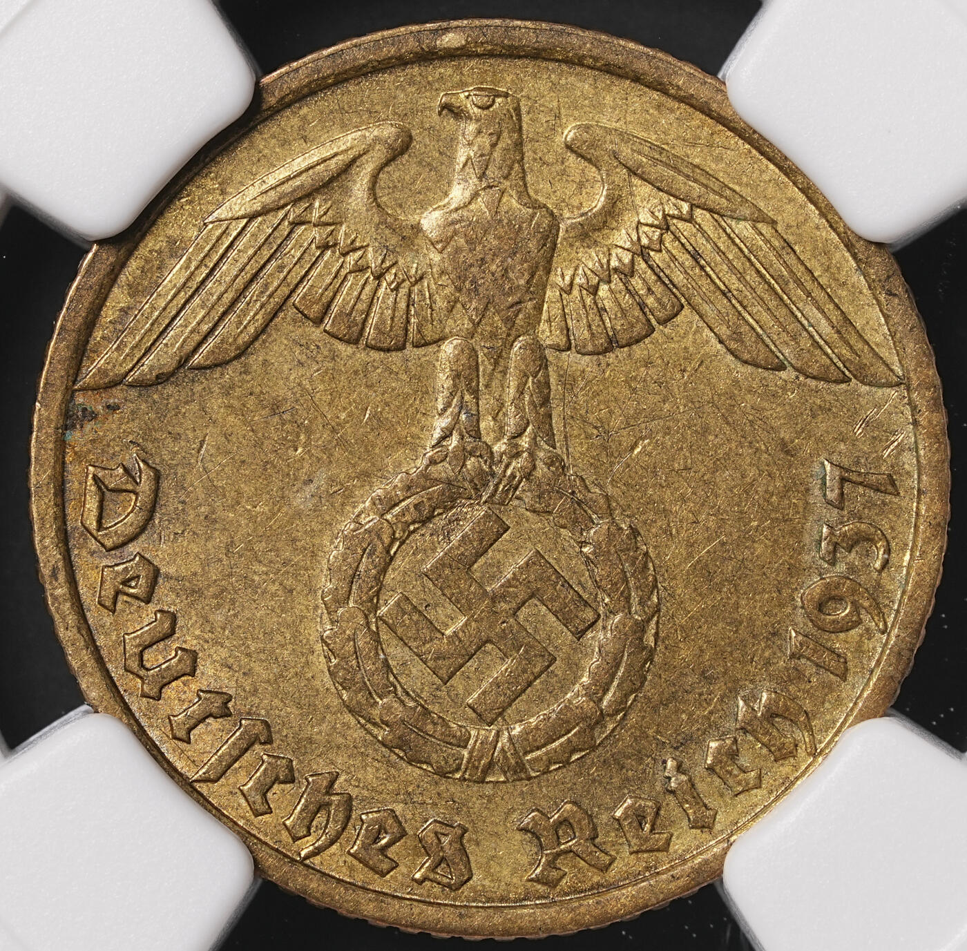 修遠堂世界钱币第四十七期 全场包邮 NGC AU58 1937年德三10芬尼 J厂铭