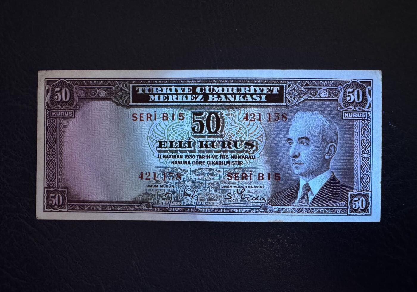收藏联盟Quantum Auction 第392期拍卖  土耳其1930年50克鲁兹 品相UNC-  细节如图
