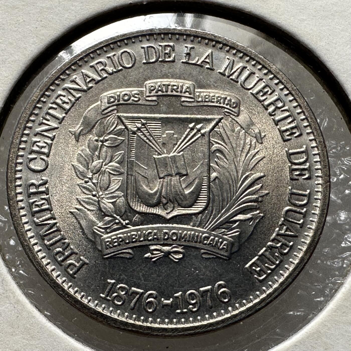 🌹外币初藏🌹🐯第100场 感谢诸友支持捧场！本期全场包邮！ 多米尼加1976年胡安百年5分纪念币