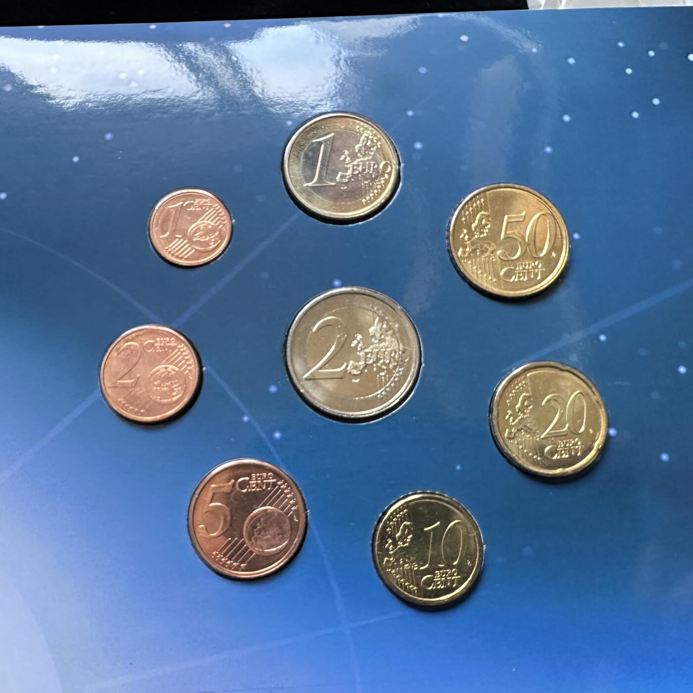 🌹外币初藏🌹🐯第100场 感谢诸友支持捧场！本期全场包邮！ 卢森堡2009年伽利略400周年纪念版欧元套币含邮票四方联