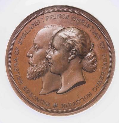 NGC-MS64BN 1866英国海伦公主和克里斯蒂安王子结婚铜章 - NGC-MS64BN 1866英国海伦公主和克里斯蒂安王子结婚铜章