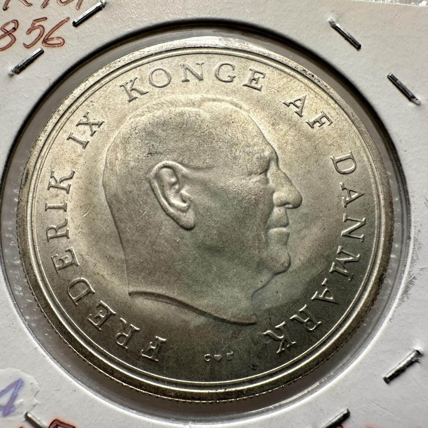 🌹外币初藏🌹🐯第100场 感谢诸友支持捧场！本期全场包邮！ 丹麦1967年玛格丽特婚礼10克朗银币 20.4克80%银35.6毫米